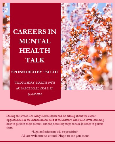 Careers In Mental Health Talk - Sponsored by Psi Chi